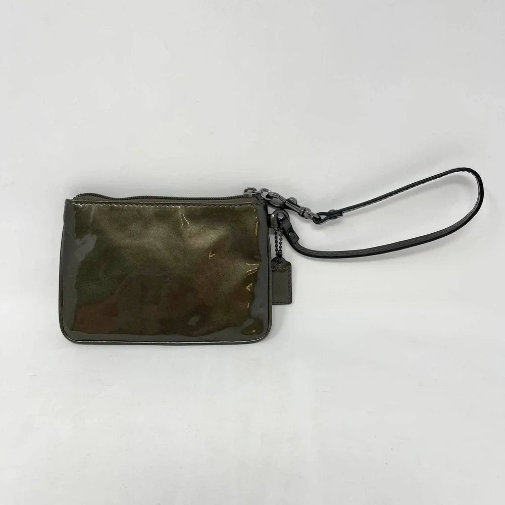 Coach Madison Patent Leather Wristlet Pewter Metallic Gray w/Hangtag Y2K